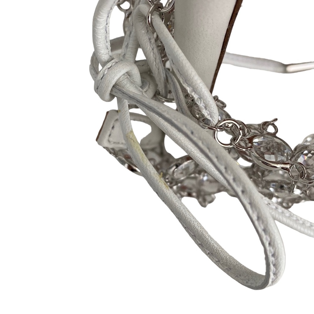 Aquazzura Women’s s Crystal Web Sandal 105 | White Crystal Heels - Picture 14 of 16